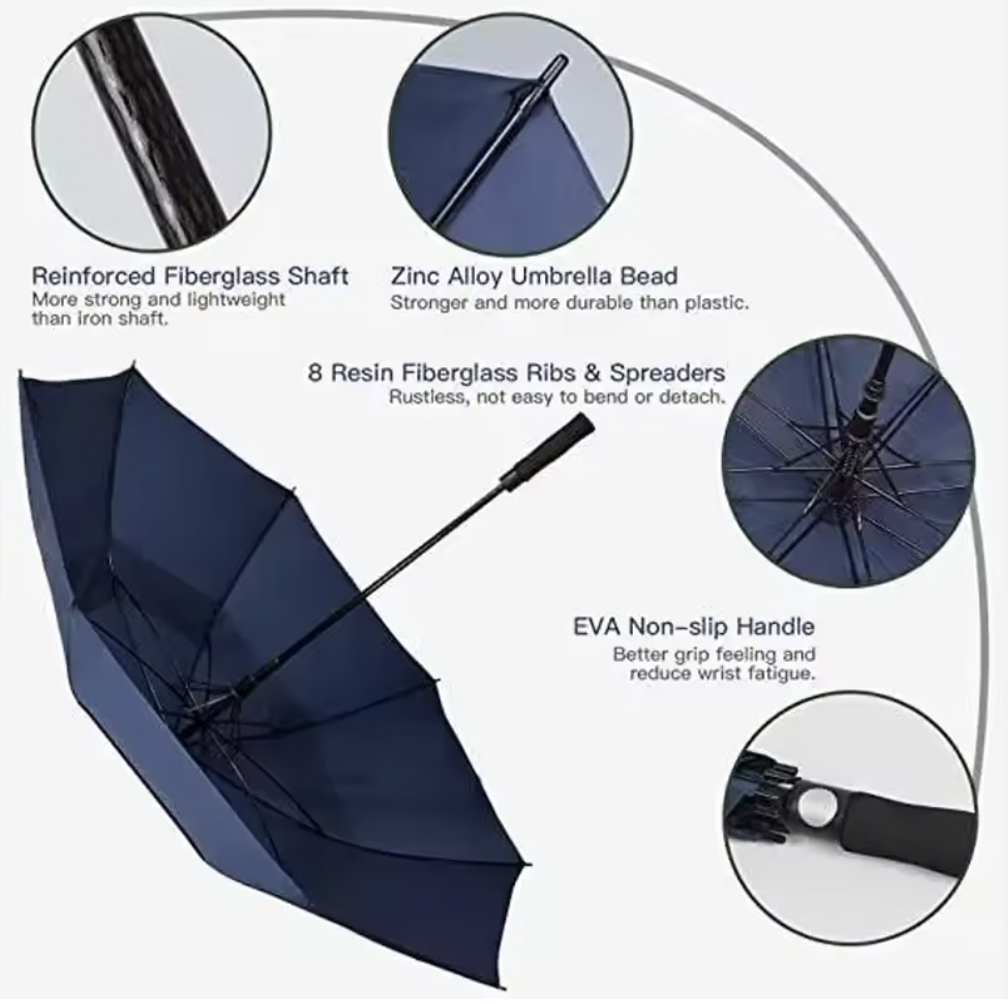 Vented Custom Large Umbrellas Auto Open FCC Certified Golf Umbrella Uv Protection