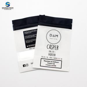 White Kraft Paper Weed Packaging Bag Stand Up Pouch Zipper With Window