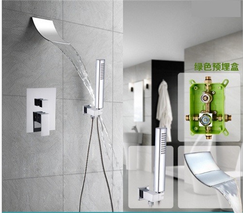 Space Saving Waterfall Shower Faucet , Shower Faucet Set With Hand Shower Spray