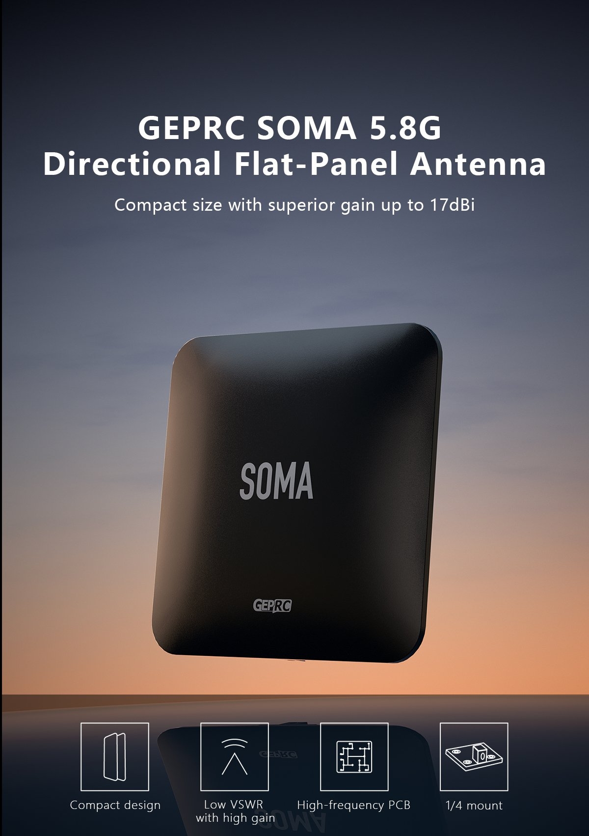 GEPRC SOMA 5.8G Directional Flat-Panel Antenna 17dBi High-frequency PCB RF  Low Average VSWR for FPV Racing Drone Parts