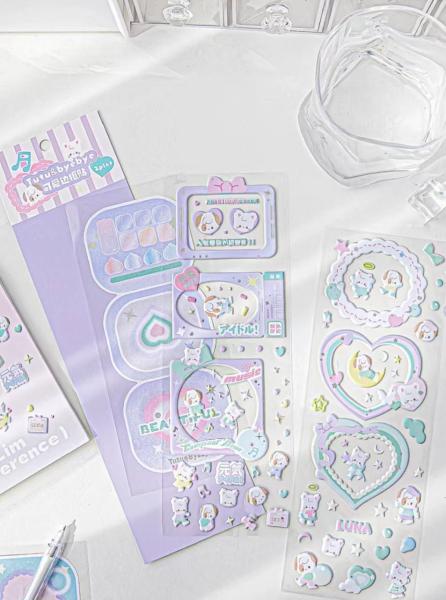 50 Sheets Pack Cartoon Sticker Sheet Smooth Surface For Business Use