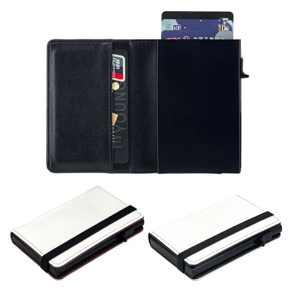 Sublimation Pu Leather Card Holder Automatic Pop Up With Aluminum Alloy Card Slots