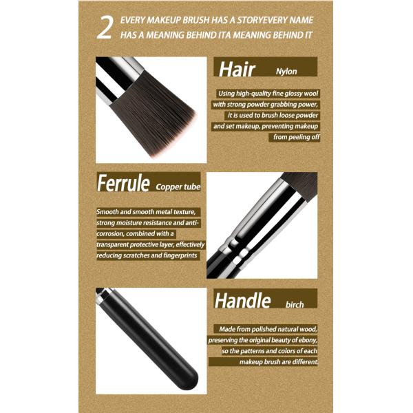 A11 poignée de poil en nylon unique fondation en bois pinceau en poudre pinceau cosmétique