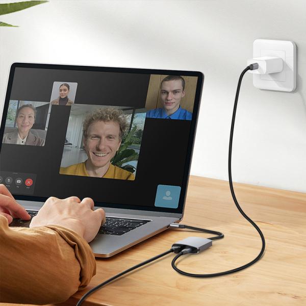 USB C 3.2 Gen1 External Network Adapter Splitter With PD 100W Charger