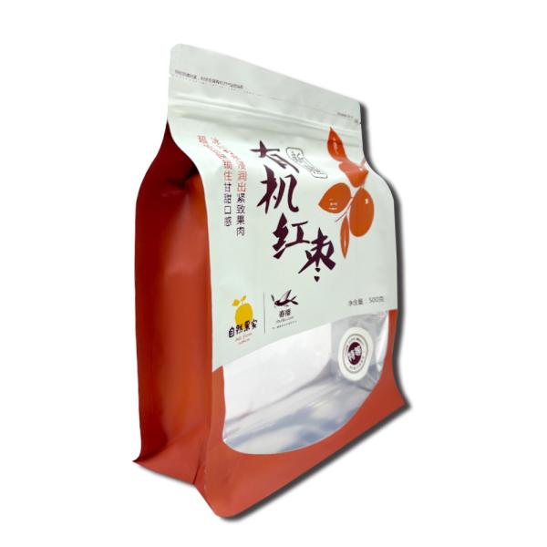 Organic Food Packaging Customized Flat Bottom Zipper Bag With Clear Window