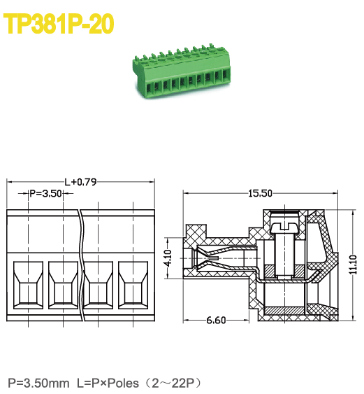 3.50mm Male Female Connectors Plug In Terminal Blocks 300V 8A Plugs And Sockets