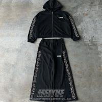 Logo d'impression en puff de strass pour hommes Traîneau fermeture à glissière pour hommes de poids lourd Traîneau de sport pour hommes