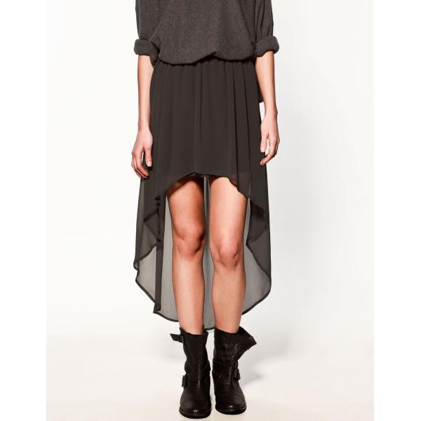 Faldas para mujer del verano de la gasa negra de Midi con la parte posterior larga delantera corta
