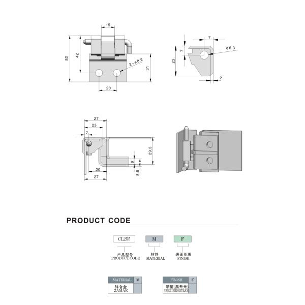 Покрытый порошком шарнира двери шкафа мебели скрытый отделяемый черный