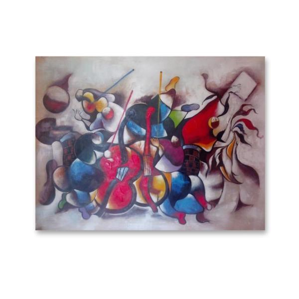 Handmade Abstract Oil Painting On Canvas Color Violin Music Figure Wall Art for Living Room Dec