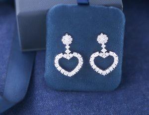 Eternity Heart Cubic Zirconia 925 Sterling Silver Dangle Earrings ODM