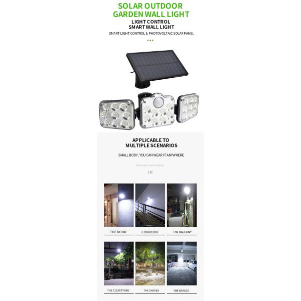 Powered Outdoor Solar LED Wall Lights With Sensor 195x130x100mm 122 SMD LED 1.8w