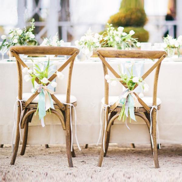 Garden Chair Hotel Outdoor Wood Dining Crossback Chair for Wedding Party Banquet Events