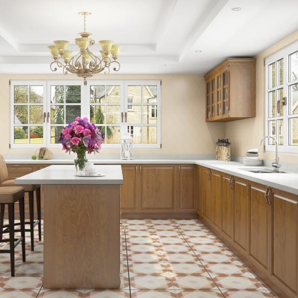 Mint Green Armários de cozinha desmontados Madeira maciça Noz de cozinha personalizada