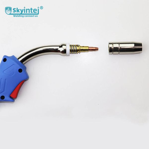 High Quality MIG Welding Torch ITJ-25AK-MIG-Blue 220V 500A DC 60% Duty Cycle Air Cooled Swan Neck Flexible Rubber Cover Copper