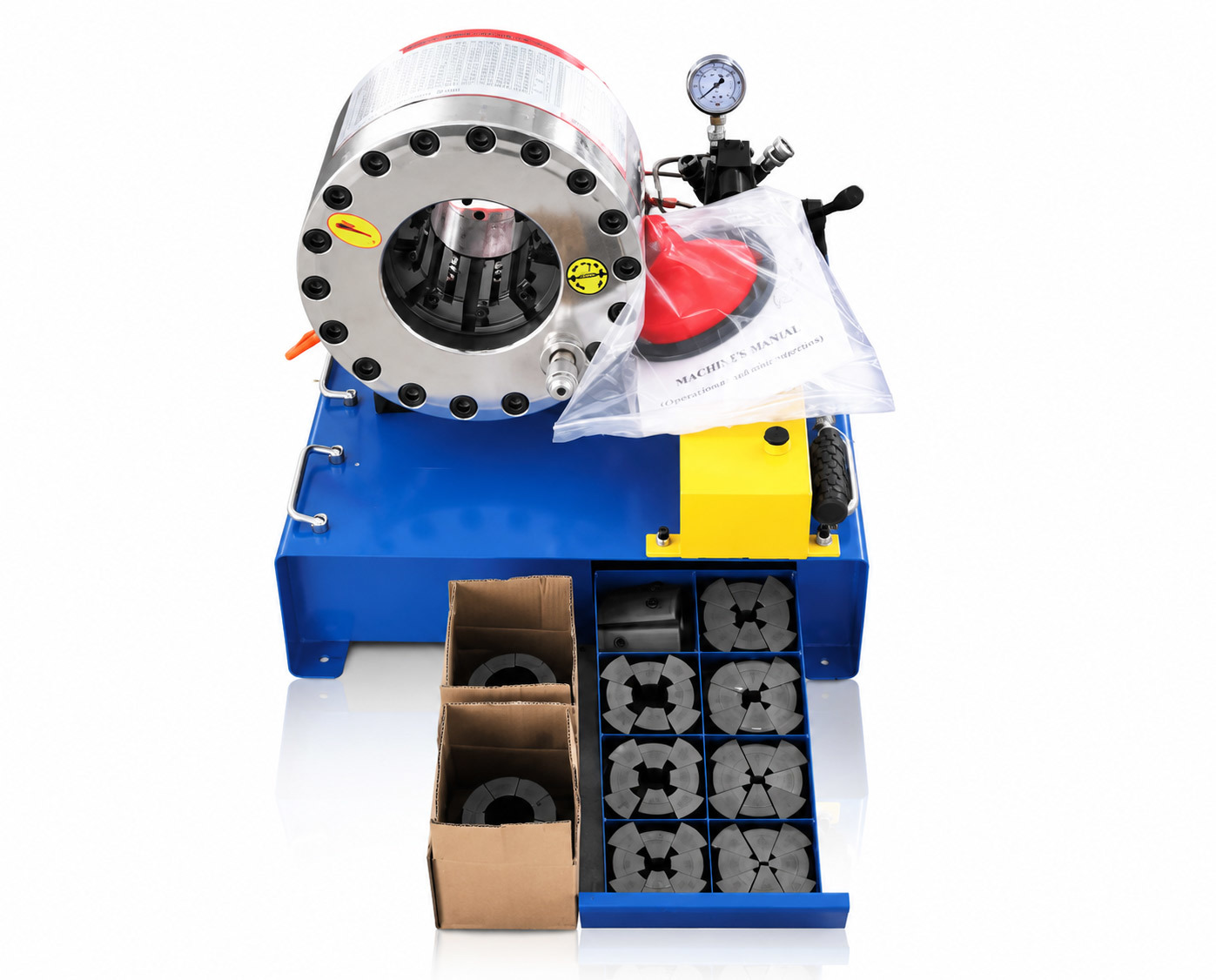 Manual Hydraulic Hose Crimper 2 Inch with 350T Crimping Force 10 Die Sets and Portable Hand Pump