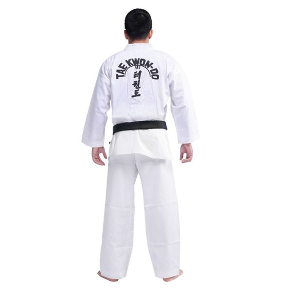 Tenue de Taekwondo rayée WTF en tissu pré-rétréci