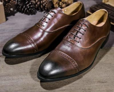 Embossing Patent en cuir pour hommes en tenue de soirée en chaussures brunes approuvées par ODM