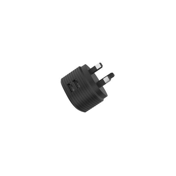 Black Dual USB Ports Fireproof PC 5V3.4A UK Mains Charger