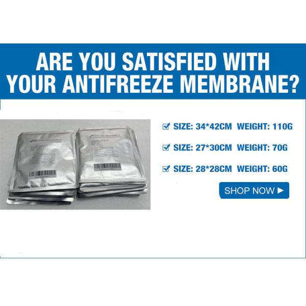 Membrane anti-gel en argent cryo 22 * 24 cm jetable pour la machine cryo slim