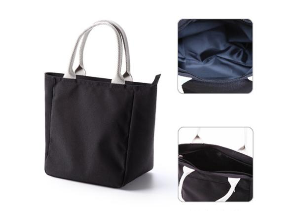 Black Insulated Lunch Box Cooler Bag Easy Carrying 21x22.5x15 CM Size For Men
