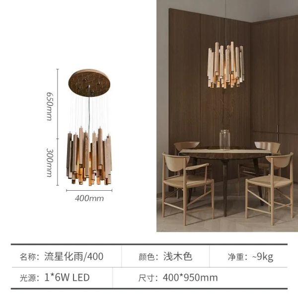 Dining Living Room Farmhouse Kitchen Table Solid Wood Led Pendant Chandelier Lamp Retro Wooden Hanging Chandelier (WH-VP-320)