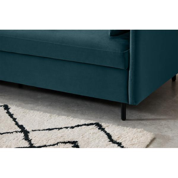 Blue Velvet High Density Foam Upholstery Hotel Sofa Bed Extend Space