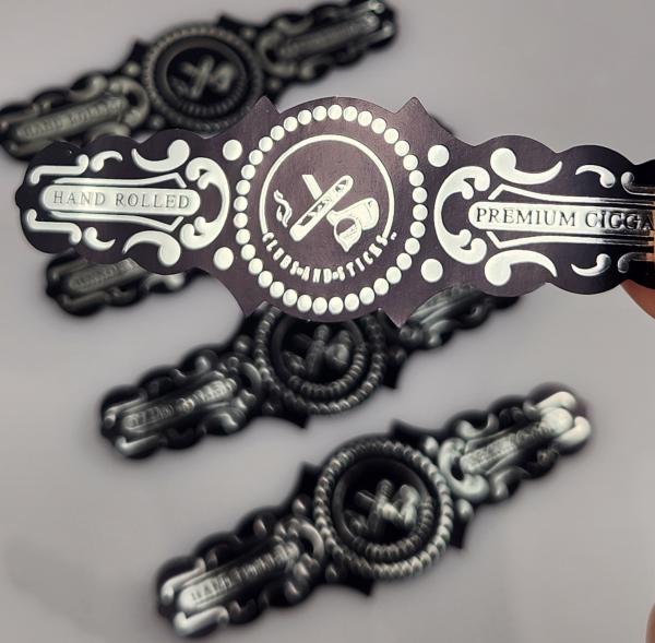 Premium Custom OEM Waterproof Vinyl Printed Cigar Ring with Spot UV and Embossed Printing High Quality Personal Branding Waterproof Cigar Label Sticker