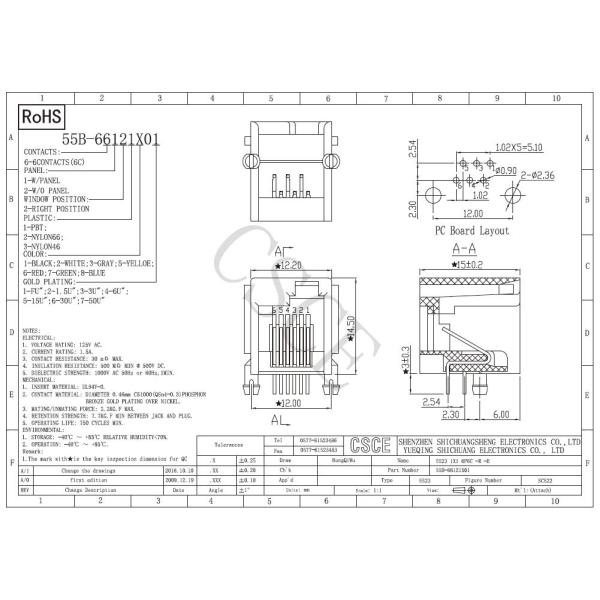 5523 Series Tab up  RJ11 Modular Jack Single Port Female  For Telephone Jack At The Right