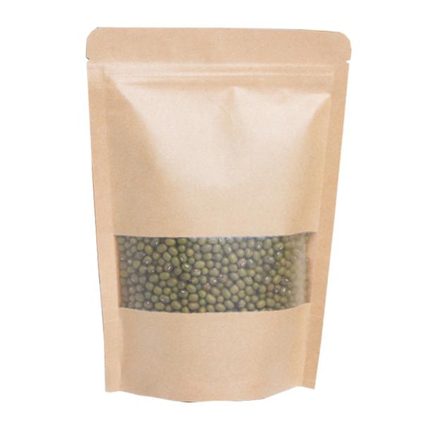 Food Grade Zipper white brown kraft paper bags with clear window and zipper