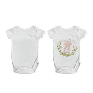 Customizable White Short Sleeve Newborn Romper For Sublimation Heat Transfer