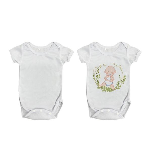 Customizable White Short Sleeve Newborn Romper For Sublimation Heat Transfer Printing