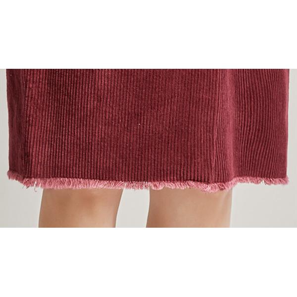 Red Corduroy Wrap Ladies Dress Skirt Knee Length Casual High Waist Skirt