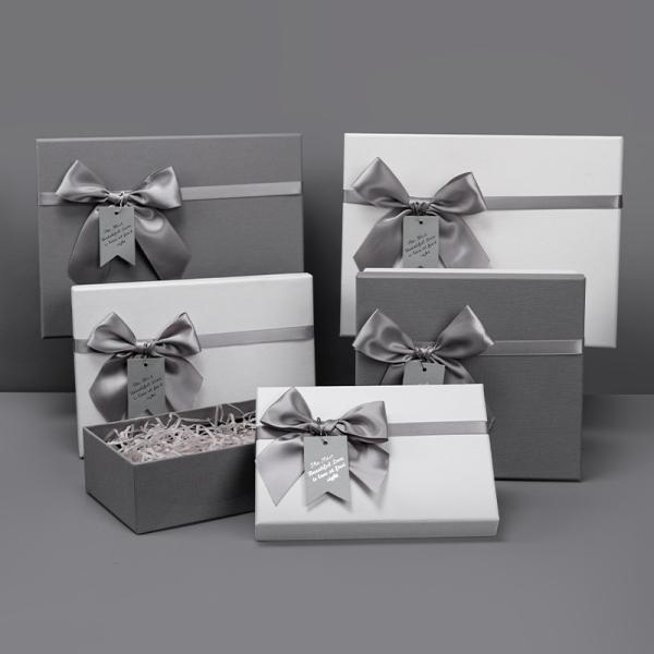 Premium Gray Gift Box Set Luxury Satin Ribbon Packaging Birthday  Special Occasion Presentation