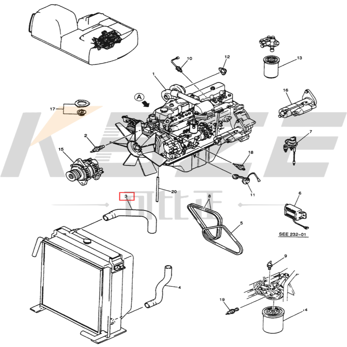 KOBELCO SK200-6 SK210-6 YN05P01046P1 RADIATOR HOSE FITS FOR MITSUBISHI 6D34