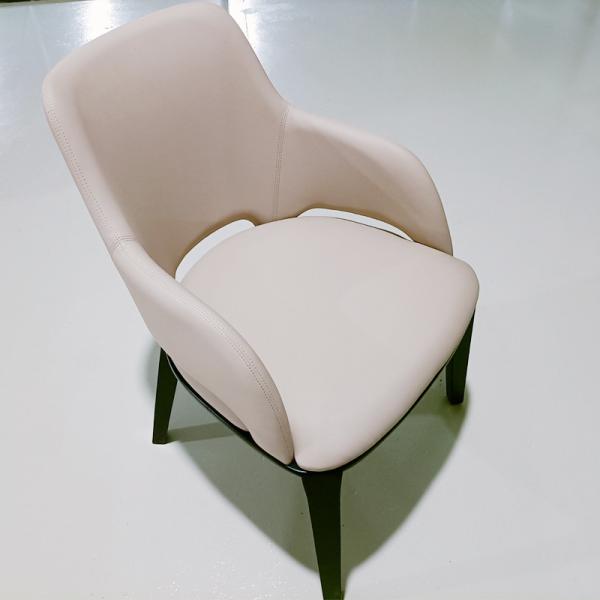 Simple Design Italian Dining Chair ,  Ash wood White Pu Leather Dining Chairs