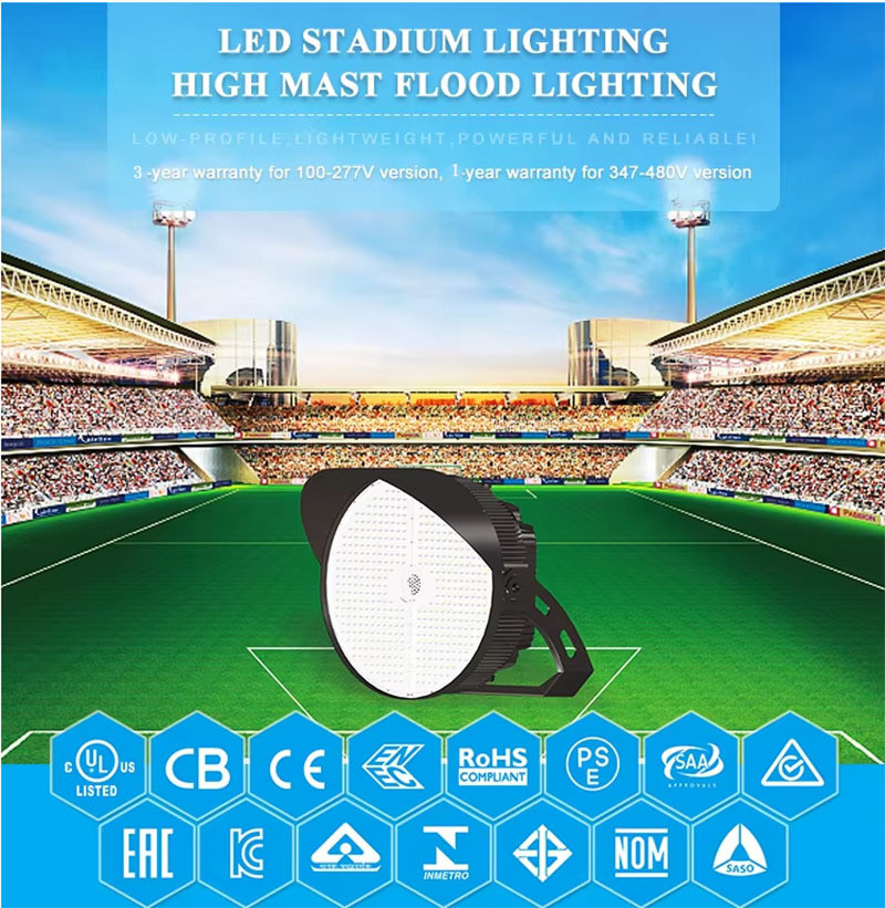 Round Football Stadium Lighting with 50000 Hours Working Lifetime LED Floodlight