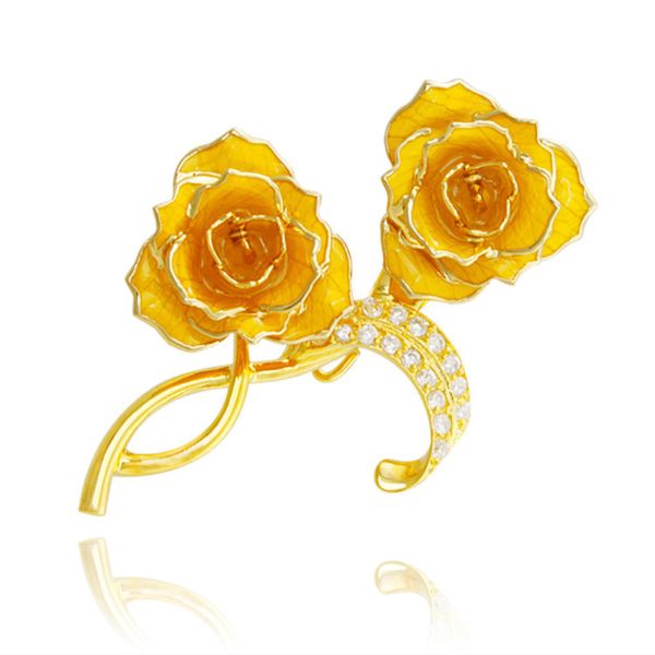 Factory Wholesale Gold Plated Rose Brooch Gold Dipped Brooches for Women Gifts Wedding Gift