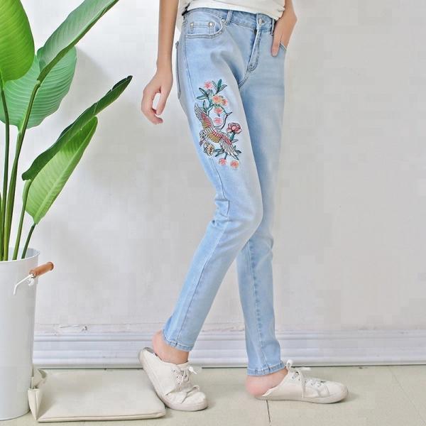 Skinny Fit Women Denim Skinny Jeans , Long Denim Pants For Young Ladies