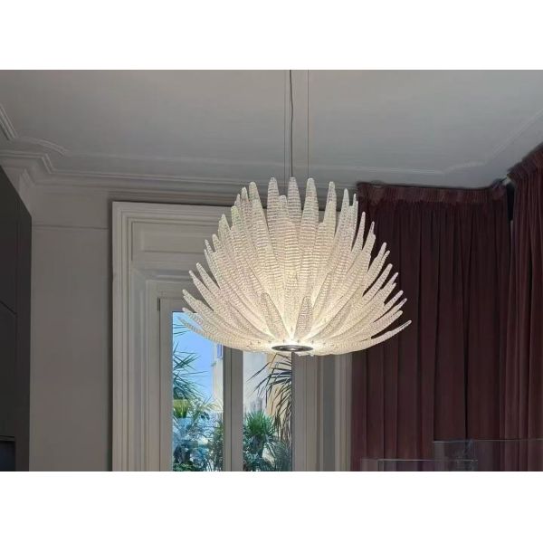 Luxury Post-Modern Light White Sand Handmade Glass Room Simple Atmosphere American Chandelier