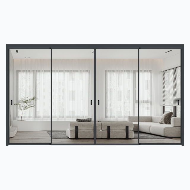 Narrow Frame Silent Interior Sliding Partition Doors Elegant Perfect System