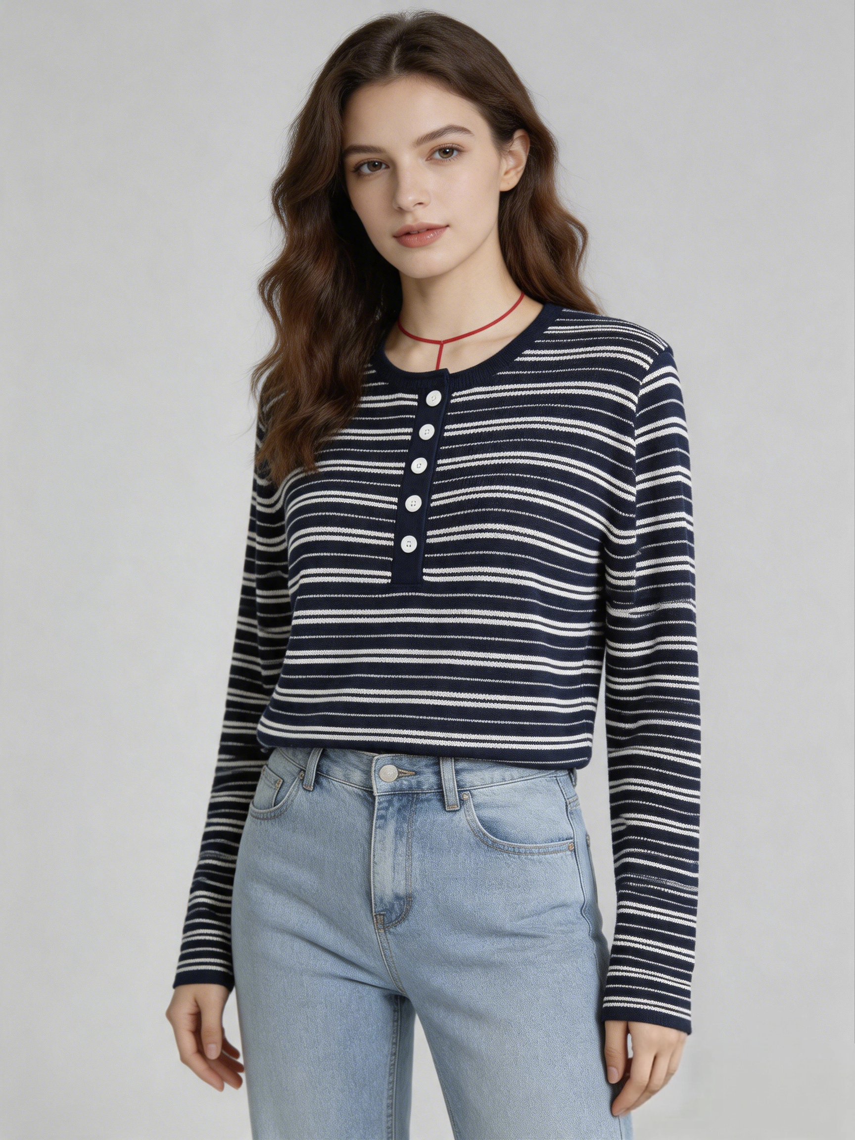 Breathable 7G Gauge Computer Knitted Women's Knit Top Pullover