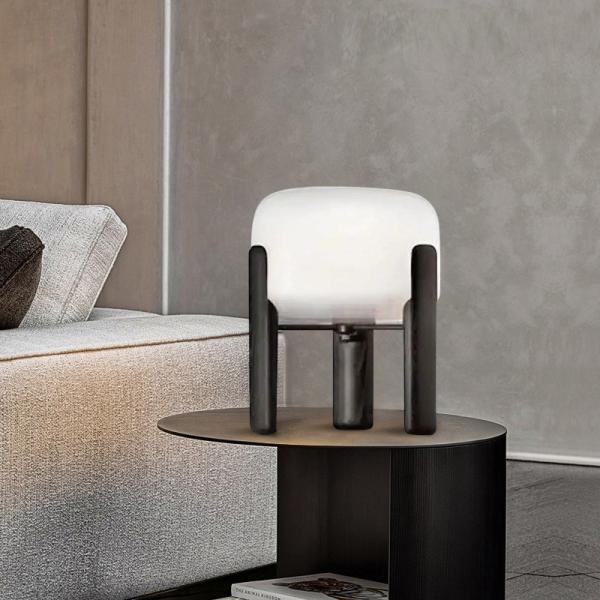 Stylish Nordic Wooden Bedside Lamp with Glass Shade and E27 Bulb for Modern Bedroom