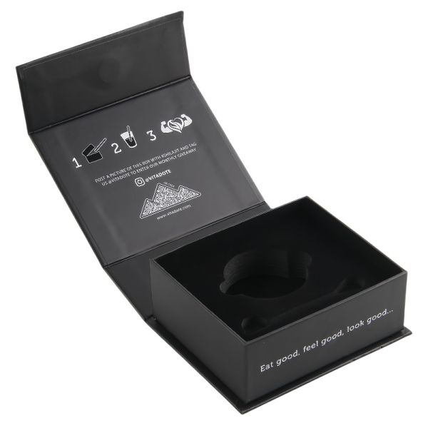 Black Card Custom Logo Packaging Box High End Magnetic Flip High Density