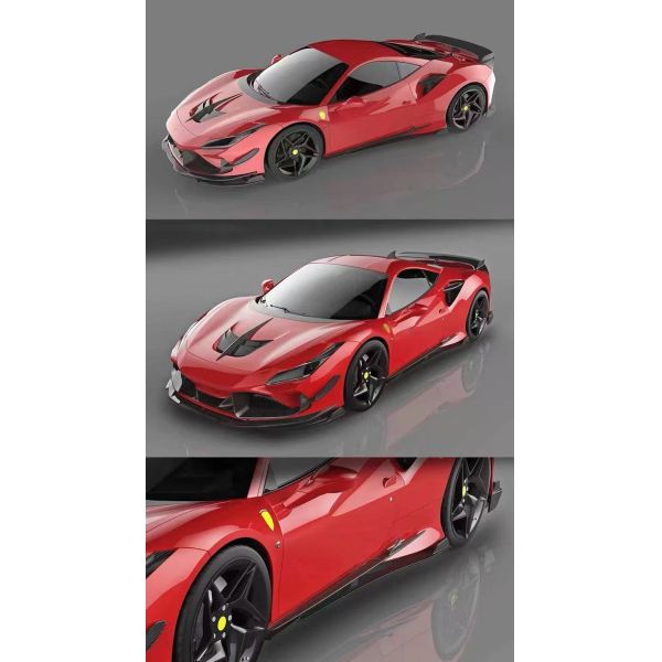 PK Style Ferrari F8 Body Kit Cars Body Kit Front Lip Skirt Rear Diffuser Spoiler Hood