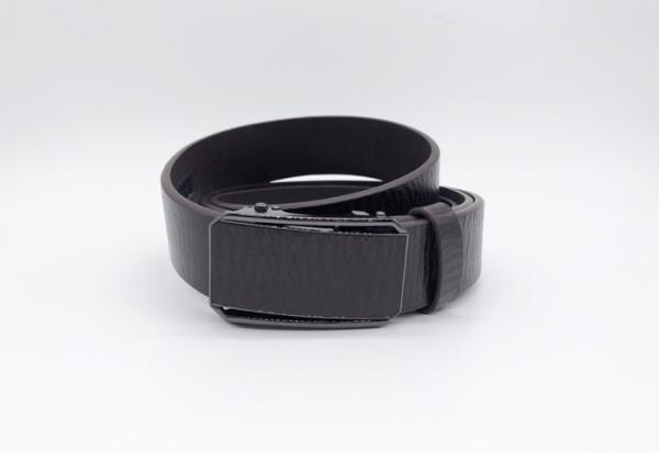 Fashion Automatic Buckle Leather Belt , Gunmetal Buckle Color Auto Lock Belt
