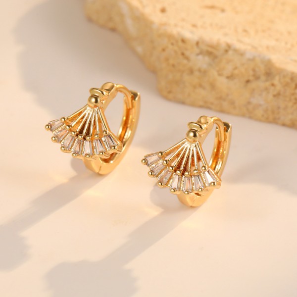 14K Gold Plated Brass 925 Silver Needle Hypoallergenic Women's Earrings Colorful Zircon Earrings Women's Earring Accessories