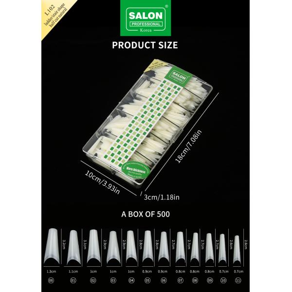 500PCS/Box Press on Nails Ladder/Stair Shape Half Cover Nail Tips Natural Artificial Fingernails Luxury Design for Women