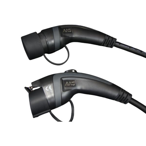 16A 1phase 3.6kW black/grey type 1 to type 2 TPU ev charging cable/spiral ev charging cables