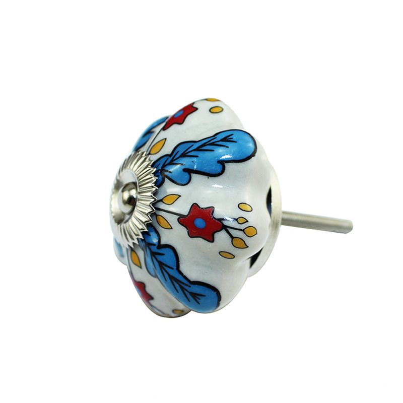 Vintage Bohemian Ceramic Petal Shape Colorful Handle Knob Kitchen Bedroom Drawer Cabinet Door Handle